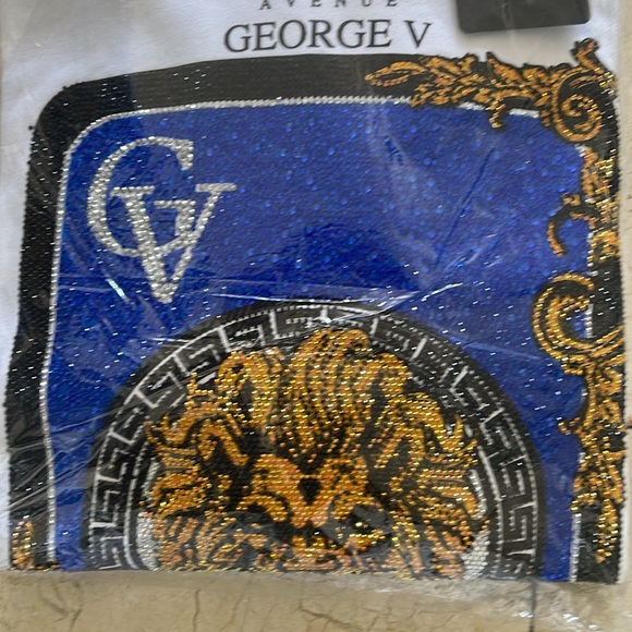 Avenue George V Paris White Hoodie Lion Rhinestone Men's Sweatshirt XL 2XL - Picture 6 of 7